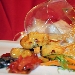 Baccal in tempura  di ceci aromatizzata con mentuccia e scalogno su ratatouille di verdure croccanti in cristallo d'agrodolce - -