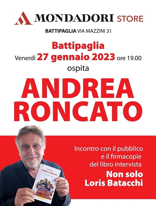 Andrea Roncato ospite per un aperitivo con firmacopie il 27 gennaio alla Libreria Mondadori a Battipaglia