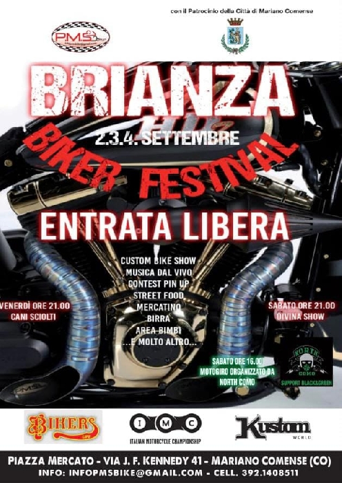 Dal 2 al 4 Settembre - Piazza Mercato - Mariano Comense (CO) - Brianza Biker Festival