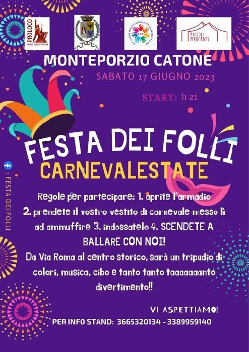 17 Giugno - Monteporzio Catone (RM) - Carnevalestate - Festa dei Folli