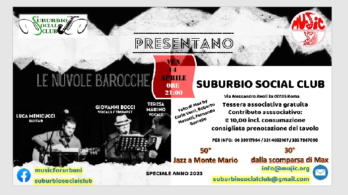 14/04 - Suburbio Social Club - Roma - Concerto de Le Nuvole Barocche