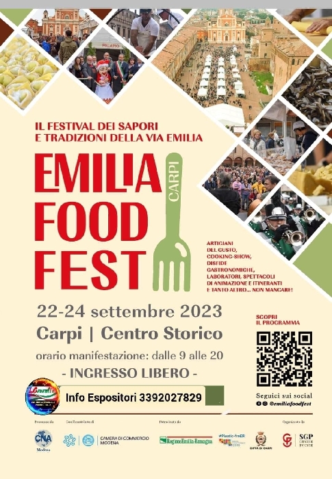 Dal 22 al 24 Settembre - Centro Storico - Carpi (MO) - Emilia Food Fest - Il Festival dei Sapori e Tradizioni della Via Emilia