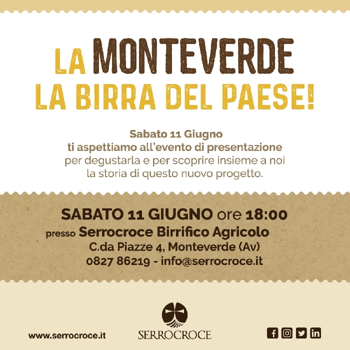 11 Giugno - Serrocroce Birrificio Agricolo - Monteverde (AV) - La Monteverde, la birra del paese!