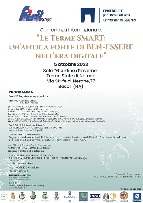 Le Terme SMART - unantica fonte di Ben-essere nellera digitale, Conferenza internazionale alle Terme Stufe di Nerone in programma mercoled 5 ottobre
