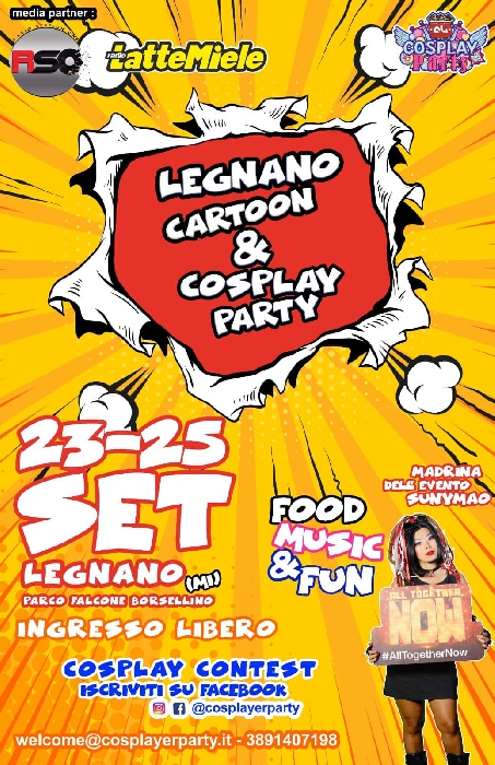 Dal 23 al 25 Settembre - Parco Falcone Borsellino - Legnano (MI) - Legnano Cartoon and Cosplay Party