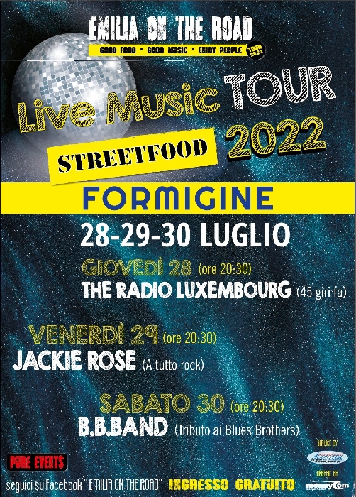 Dal 28 al 30 Luglio - Formigine (MO) - Live Music Tour 2022 e StreetFood