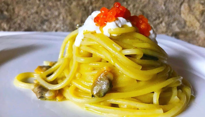 Lo spaghetto e la cernia con burrata pugliese