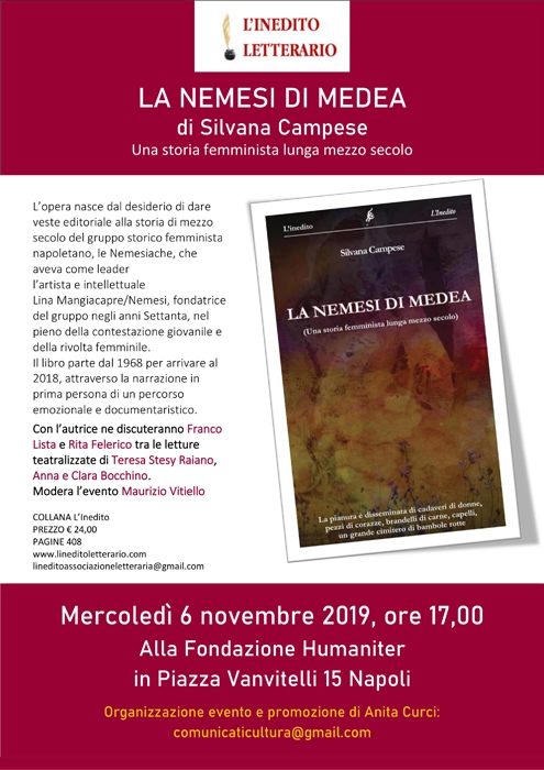 08/11 - Fondazione Humaniter - Napoli - Presentazione "LA NEMESI DI MEDEA - Una storia femminista lunga mezzo secolo", l