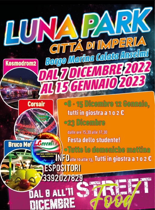 Dal 7 Dicembre 2022 al 15 Gennaio 2023 - Borgo Marina Calata Anselmi - Imperia - Luna Park