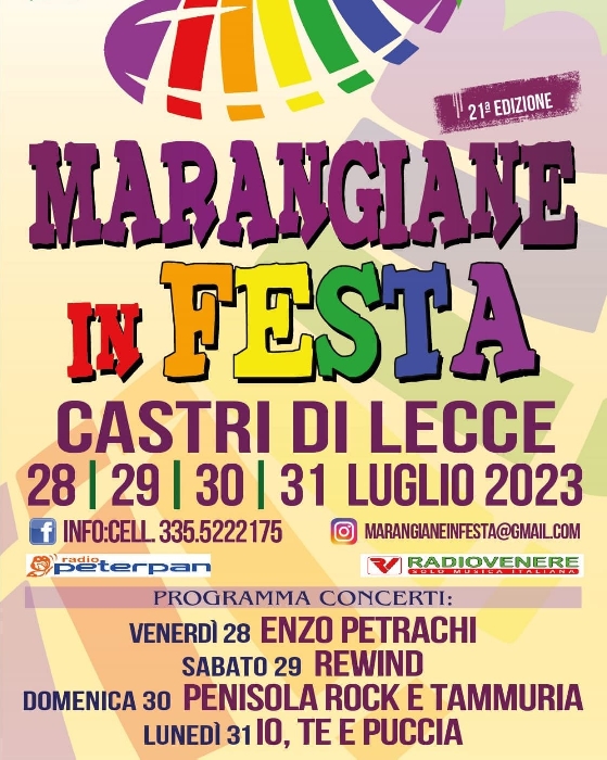 Dal 28 al 31 Luglio - Castri di Lecce (LE) - Marangiane in Festa - 21ª Edizione