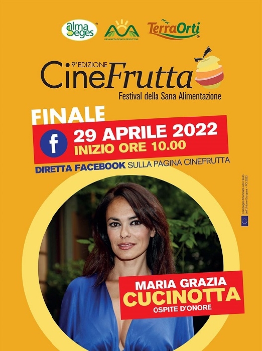 Mariagrazia Cucinotta ospite donore per la finale di Cinefrutta. Venerdi 29 aprile la diretta Facebook

