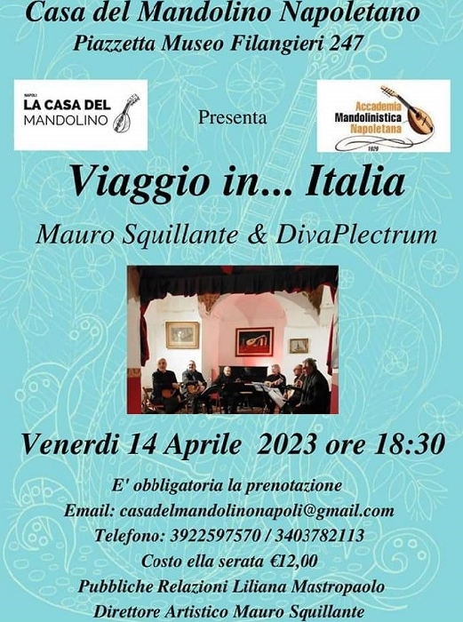 Mauro Squillante e DivaPlectrum in Concerto alla Casa del Mandolino il 14 aprile a Napoli