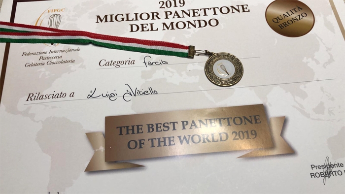 Medaglia di bronzo al Concorso migliore Panettone del Mondo, categoria farcito