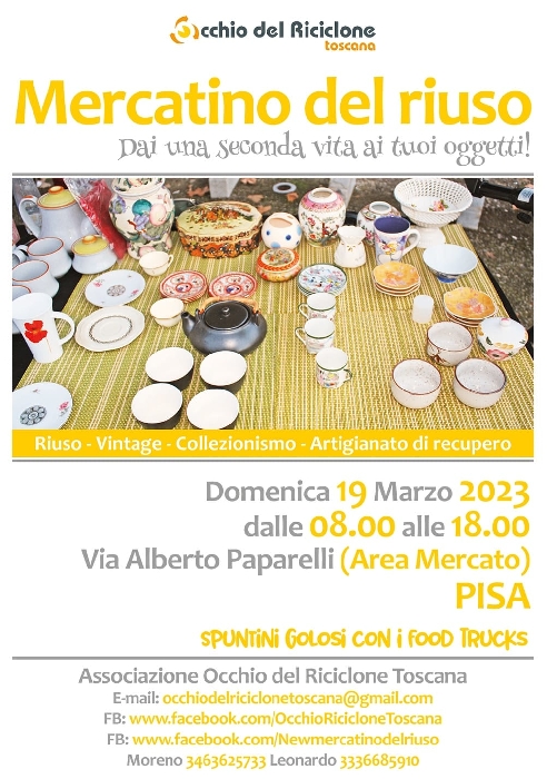 19/03 - Area Mercato - Pisa - Mercatino del riuso, dai una seconda vita ai tuoi oggetti!