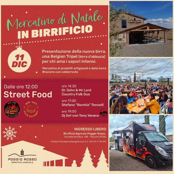 11/12 - Birrificio Agricolo Poggio Rosso - Peccioli (PI) - Presentazione della nuova birra (Belgian Tripel) e Mercatino di Natale in Birrificio
