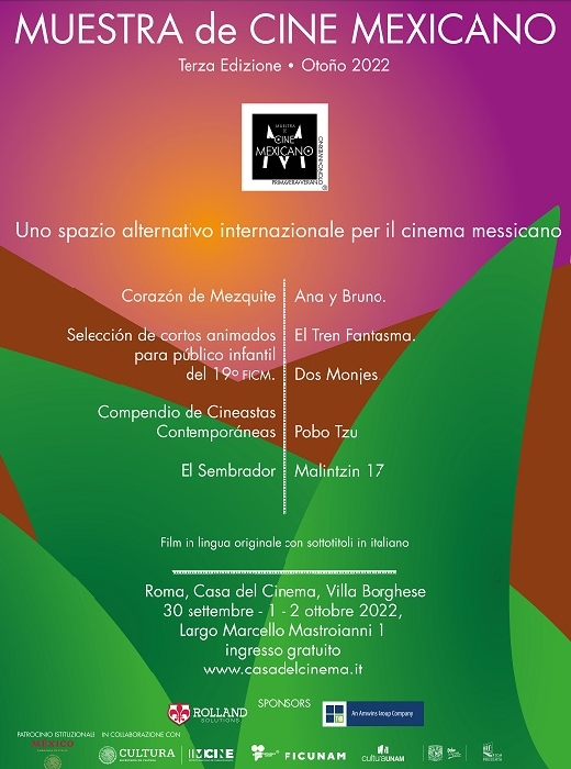Muestra de Cine Mexicano Otoño 2022, III edizione a Roma presso la Casa del Cinema dal 30 settembre al 1, 2 ottobre 202, ingresso gratuito fino a esaurimento posti

