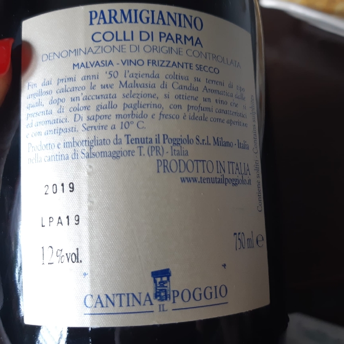 PARMIGIANINO (Bianco Frizzante) Cantina Il Poggio, Emilia IGT Malvasia di Candia aromatica