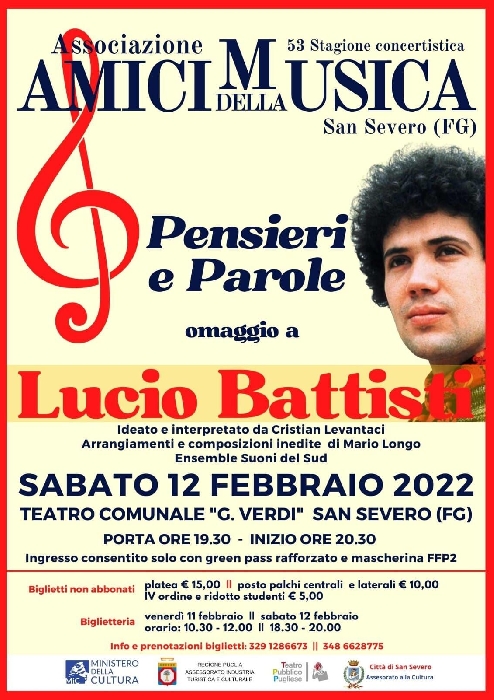 12/02 - Teatro Comunale Giuseppe Verdi - San Severo (FG) - Pensieri e Parole, omaggio a Lucio Battisti