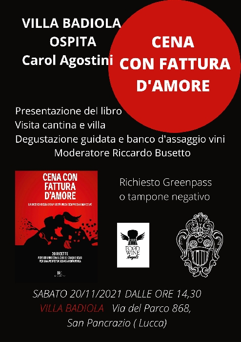 20/11 - Villa Badiola - San Pancrazio (LU) - Presentazione del libro Cena con fattura d