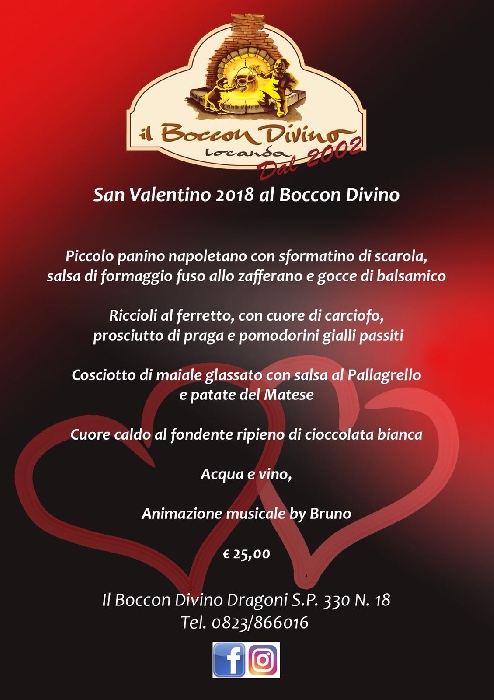 14/02 - Dragoni (CE) - San Valentino 2018 al Boccon Divino