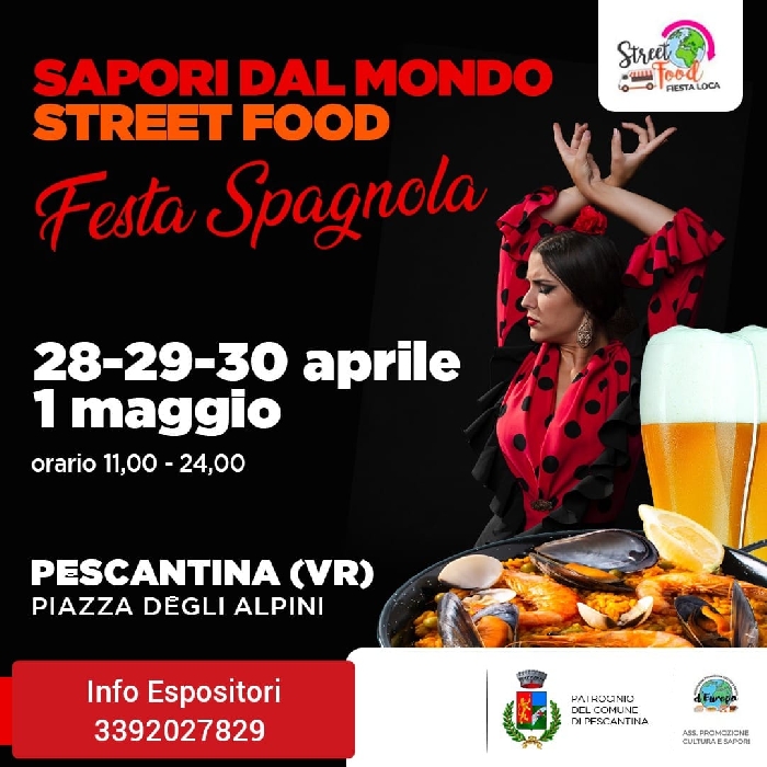 Dal 28 Aprile al 1° Maggio - Piazza degli Alpini - Pescantina (VR) - Sapori dal mondo Street Food - Festa Spagnola