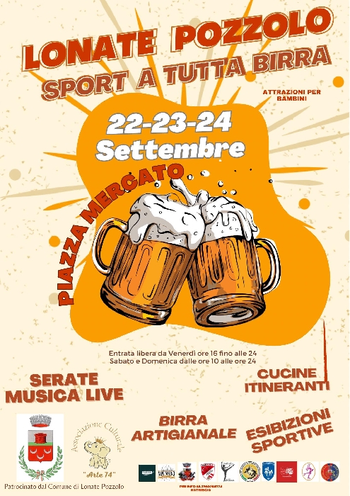 Dal 22 al 24 Settembre - Piazza Mercato - Lonate Pozzolo (VA) - Sport a tutta Birra