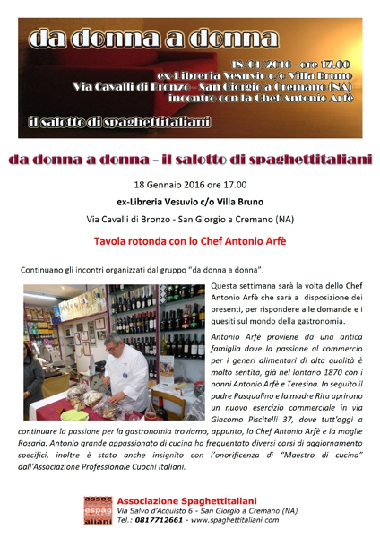18/01 - ex-Libreria Vesuvio - Villa Bruno - San Giorgio a Cremano (NA) - Tavola rotonda con lo Chef Antonio Arfè