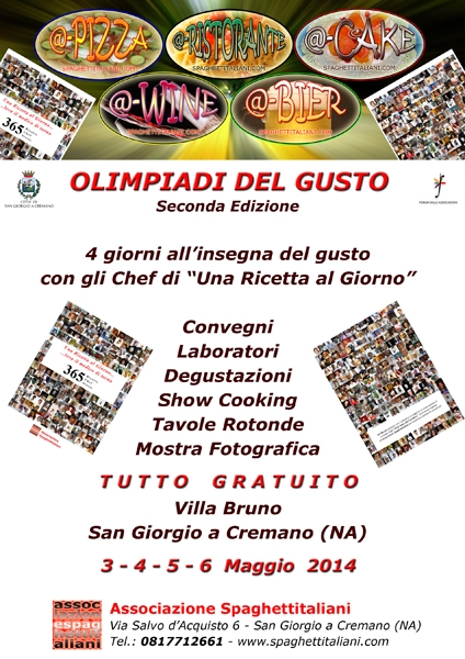 Locandina della Seconda Edizione delle Olimpiadi del Gusto (3-4-5-6 Maggio 2014 - Villa Bruno - San Giorgio a Cremano - Napoli)