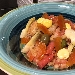 -Caponata di bottarga con carciofi, lupini, olive e pomodori del campo - -