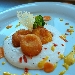 -Cremoso di burrata con tuorlo croccante e cialda al pecorino sardo - -