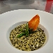 -Fregola al nero di seppia con battuto di asparagi e nocciole tostate - -