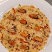 -Fregola risottata con cozze e pepite di piselli - -