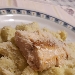 -Gnocchi con crema di porri e salmone grigliato - -