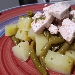 -Insalata di spada con patate e fagiolini insaporite con bottarga di muggine - -