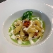-Mezzepenne ai peperoni e guanciale, servite con salsa al pecorino sardo e coulis di broccolo - -