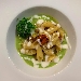 -Mezzepenne ai peperoni e guanciale, servite con salsa al pecorino sardo e coulis di broccolo - -