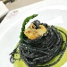 -Spaghetti al nero di seppia alle vongole con crema di asparagi - -
