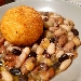 -Zuppetta di legumi con sfera di riso al pecorino sardo e zafferano - -