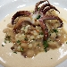 Crema di ceci con zuppa di fregola e calamaro scottato - -