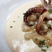 Crema di ceci con zuppa di fregola e calamaro scottato - -
