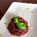 Spaghetti di Gragnano all'aglianico con fonduta di provola affumicata e pesto di basilico - -