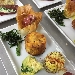 antipasto di terra - -crudo San Daniele sott'olio in cestino di fillo
- parmigianina di melanzane
-involtino di verza 
- risotto alla paprika
- involtino di bresaola e ricotta
