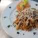 penne con pesce spada pomodorini, mentuccia,e,mandorlle,tostate - -