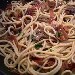 Spaghetti aglio olio peperoncino speck e funghi - -