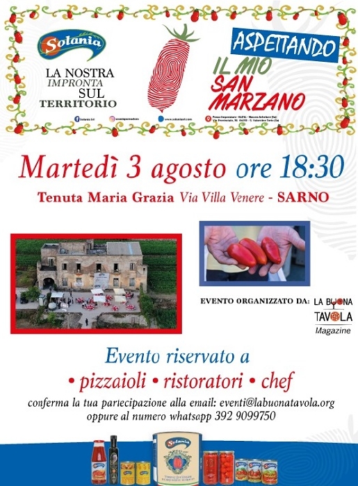 Aspettando...Il Mio San Marzano che si terrà martedì 3 agosto alle ore 18.30 presso Villa Maria Grazia in via Villa Venere, Sarno (SA)