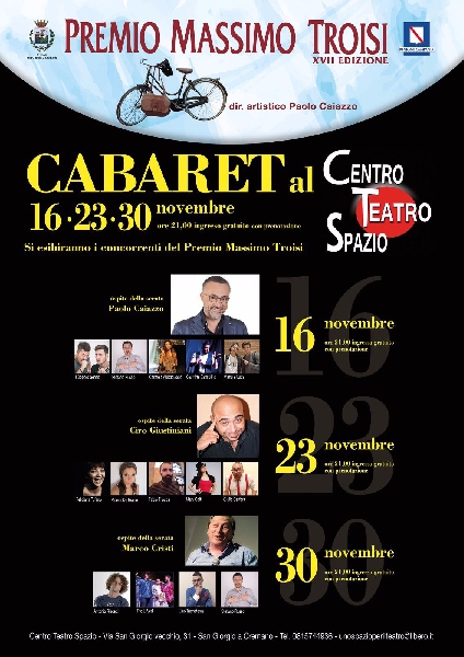 Cabaret al Centro Teatro Spazio per il Premio Troisi
