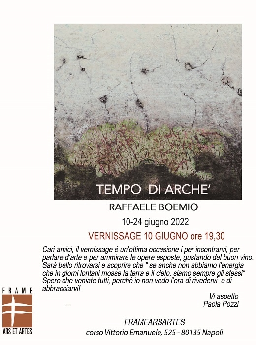 La mostra Tempo di Archè di Raffaele Boemio alla Galleria Frame Ars Artes, vernissage 10 giugno, ore 19.30
