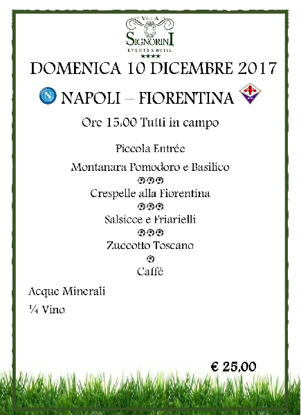 Menù Speciale Napoli-Fiorentina