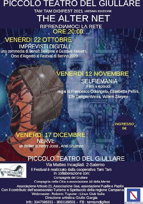 THE ALTER NET- riprendiamoci la Rete col Tam Tam Digifest al Piccolo Teatro del Giullare di Salerno dal 22 ottobre

