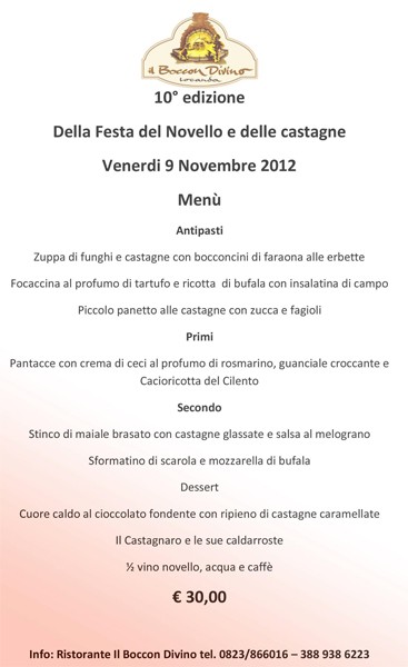 09/11 - X Festa del Novello e delle castagne - Il Boccon Divino - Dragoni (CE)